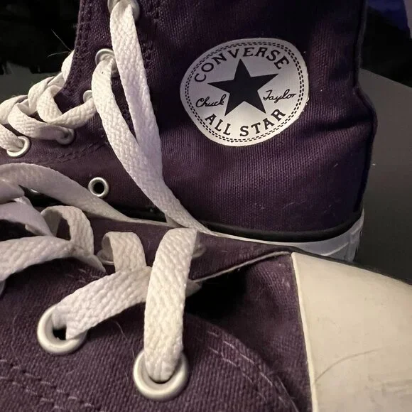 NW Purple Converse hightops women's Sz 9 - Picture 5 of 5
